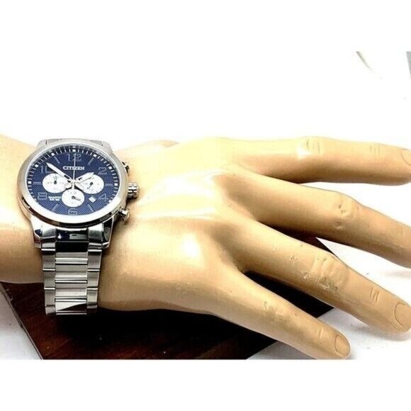 Citizen Men's Watch AN8050-51M Quartz Blue Dial Chronograph Silver Steel 42mm - Picture 5 of 14